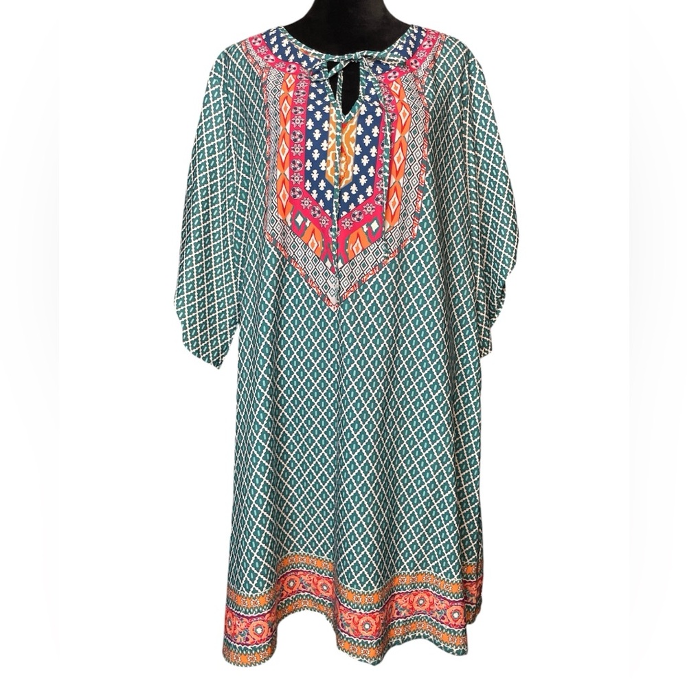 HP! Shein Elegant Multicolor Geometric Pattern MIDI Dress
